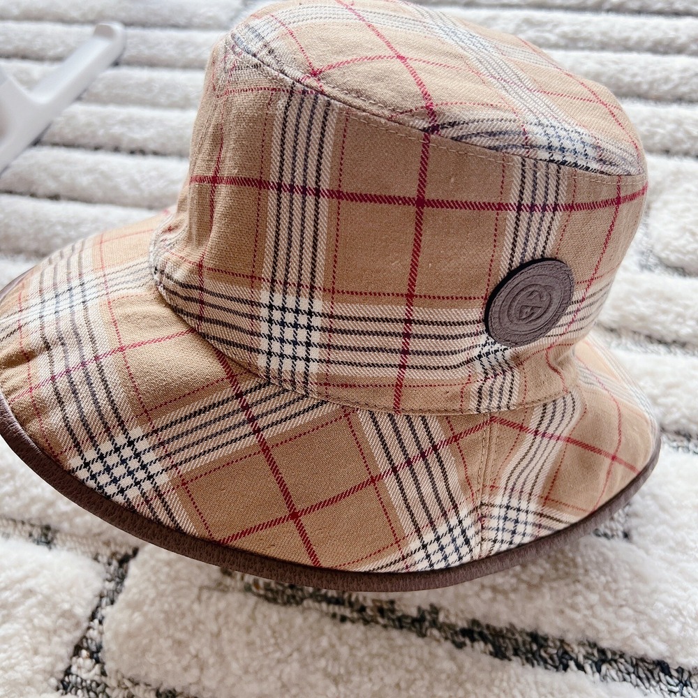New Gucci Reversible GG Supreme Horsebit Bucket Hat Beige Canvas/ Wool Size XS - Picture 6 of 12